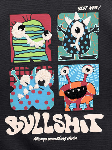 Men's Grey Relaxed Fit Embroided Casual Sweatshirt