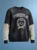 Men's Black Relaxed Fit Graphic Printed Casual Sweatshirt