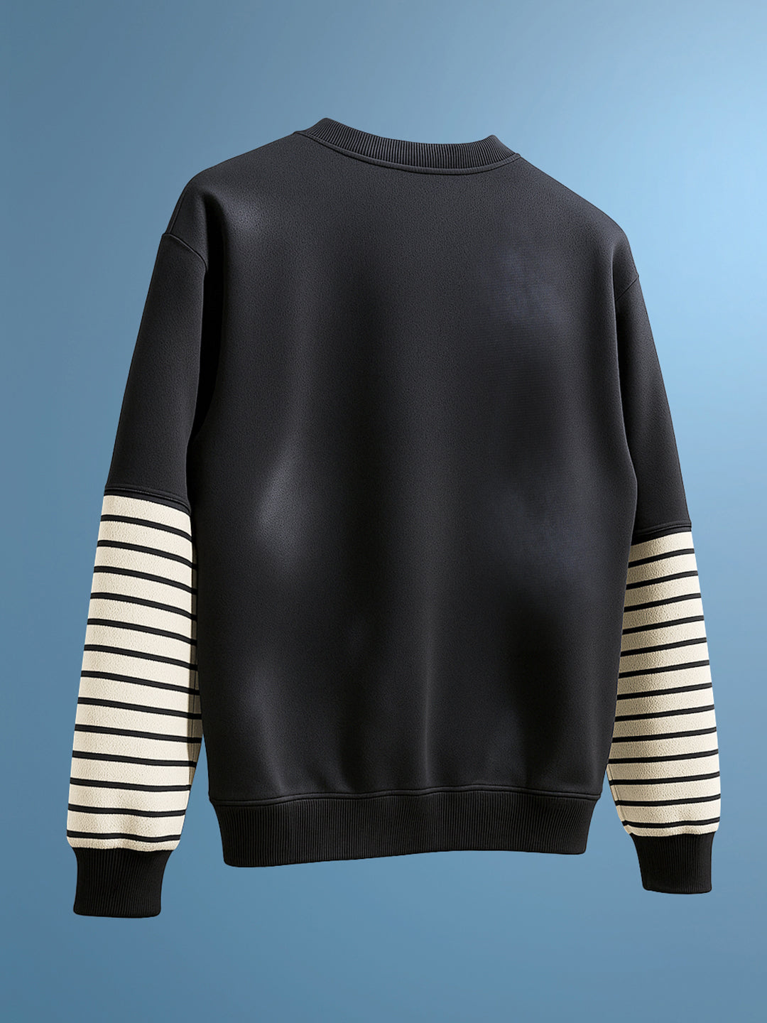 Men's Black Relaxed Fit Graphic Printed Casual Sweatshirt