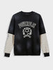 Men's Black Relaxed Fit Graphic Printed Casual Sweatshirt