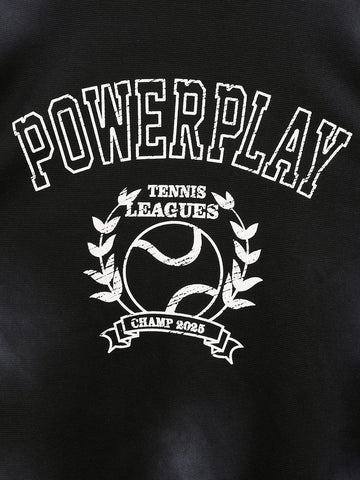 Men's Black Relaxed Fit Graphic Printed Casual Sweatshirt