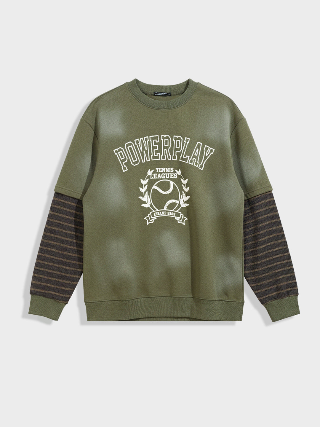 Men's Olive Relaxed Fit Graphic Printed Casual Sweatshirt