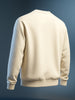 Men's Cream Relaxed Fit Embroided Casual Sweatshirt