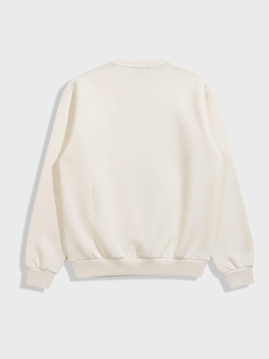 Men's Cream Relaxed Fit Embroided Casual Sweatshirt