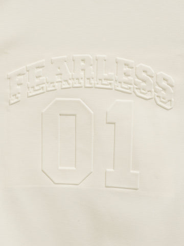 Men's Cream Relaxed Fit Embroided Casual Sweatshirt