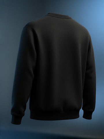 Men's Black Relaxed Fit Embroided Casual Sweatshirt