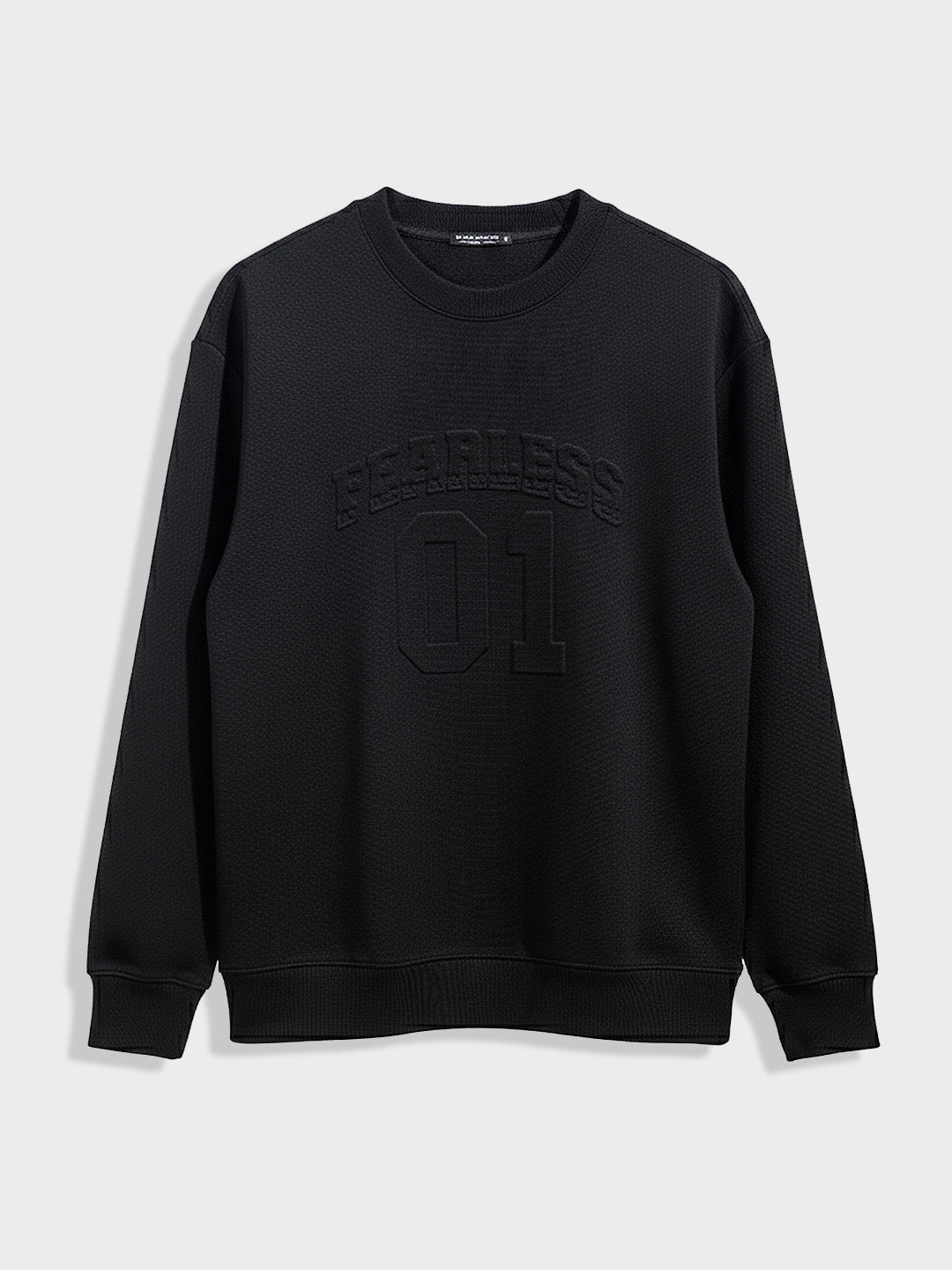 Men's Black Relaxed Fit Embroided Casual Sweatshirt