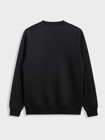 Men's Black Relaxed Fit Embroided Casual Sweatshirt