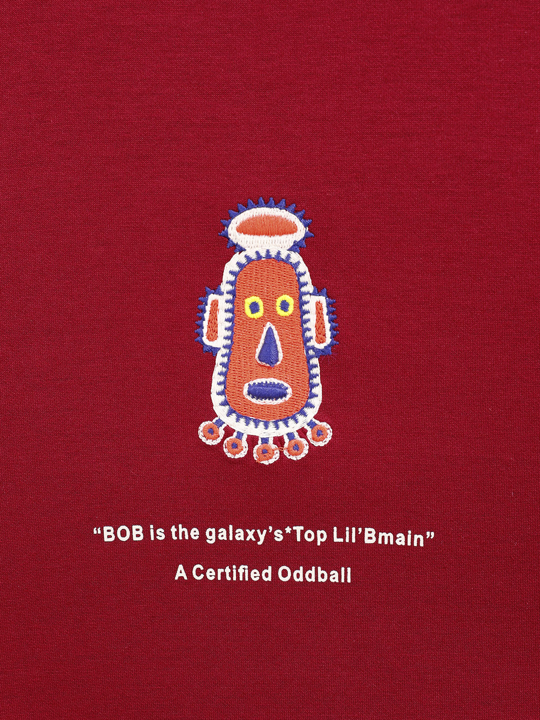 Men's Red Relaxed Fit Embroided Casual Sweatshirt