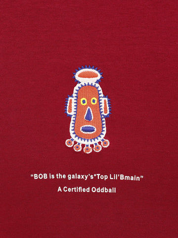 Men's Red Relaxed Fit Embroided Casual Sweatshirt