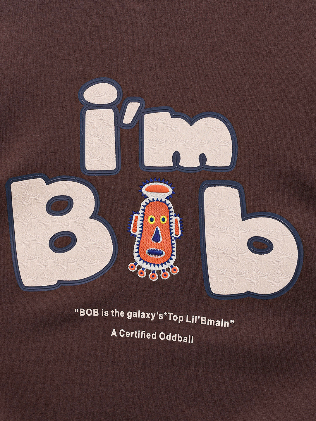 Men's Brown Relaxed Fit Embroided Casual Sweatshirt