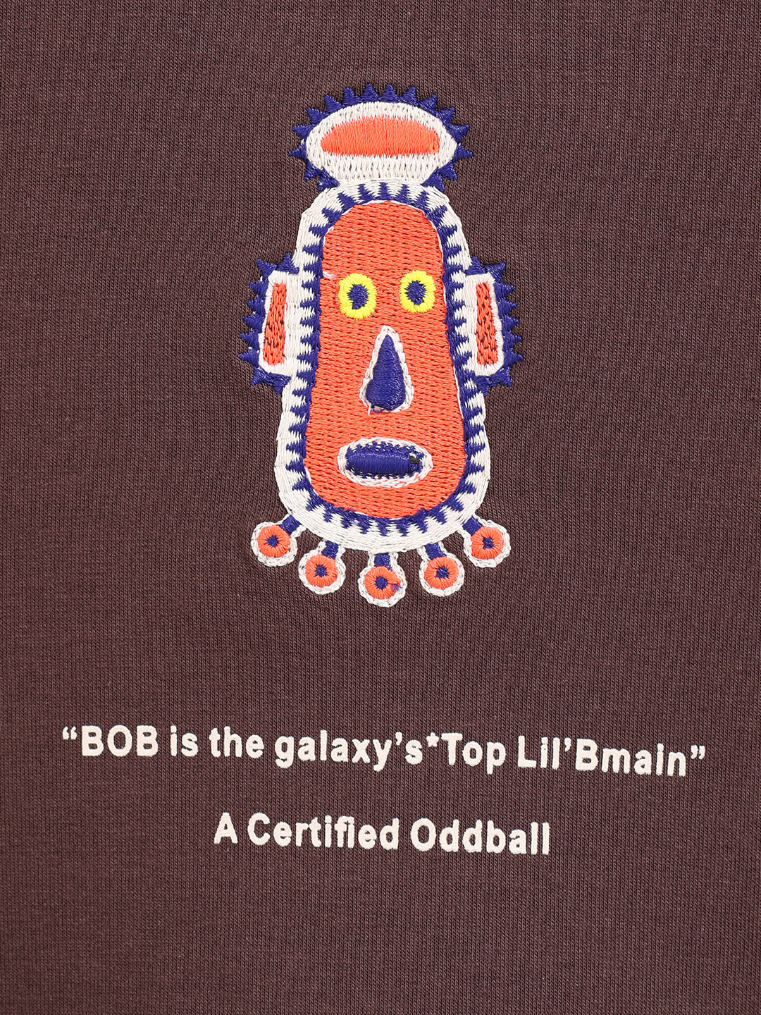 Men's Brown Relaxed Fit Embroided Casual Sweatshirt