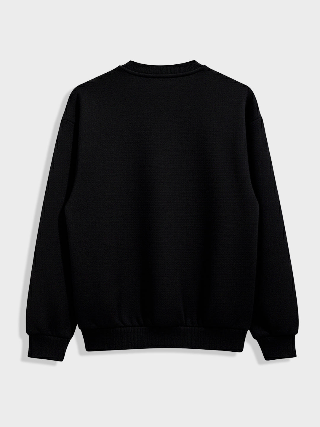 Men's Black Relaxed Fit Embroided Casual Sweatshirt