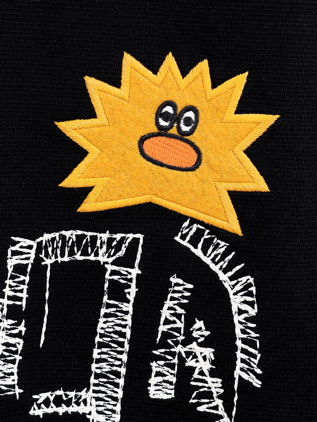 Men's Black Relaxed Fit Embroided Casual Sweatshirt