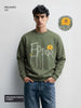 Men's Green Relaxed Fit Embroided Casual Sweatshirt