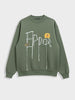 Men's Green Relaxed Fit Embroided Casual Sweatshirt
