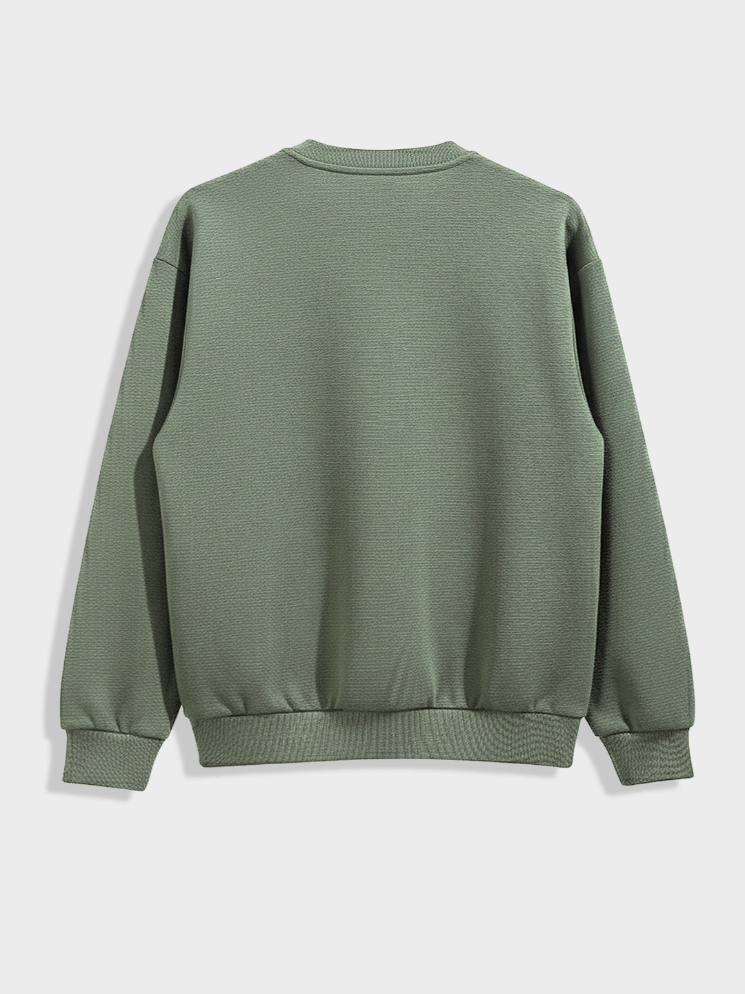 Men's Green Relaxed Fit Embroided Casual Sweatshirt