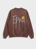 Men's Brown Relaxed Fit Embroided Casual Sweatshirt