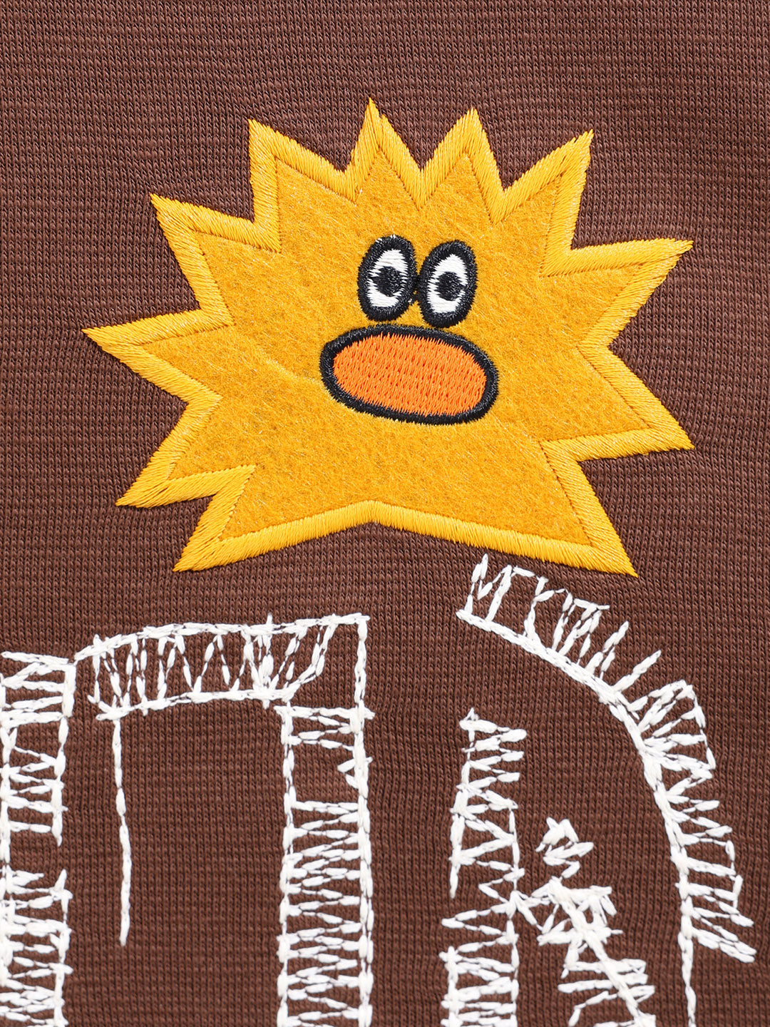 Men's Brown Relaxed Fit Embroided Casual Sweatshirt