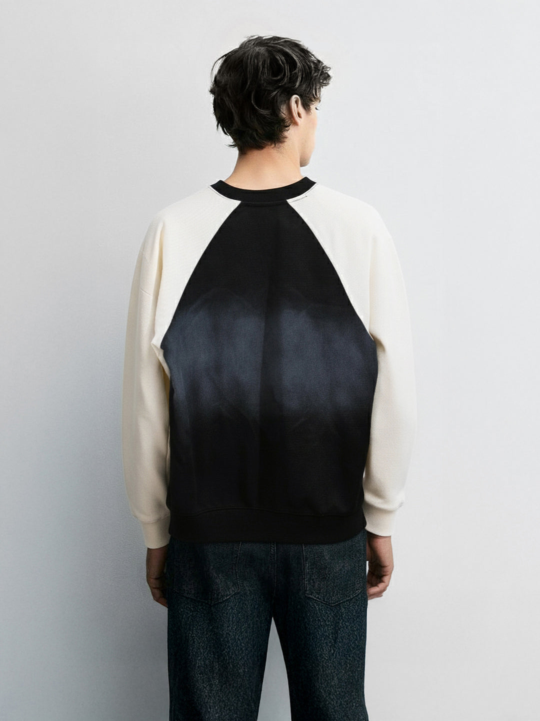 Men's Black Relaxed Fit Embroided Casual Sweatshirt