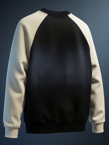 Men's Black Relaxed Fit Embroided Casual Sweatshirt