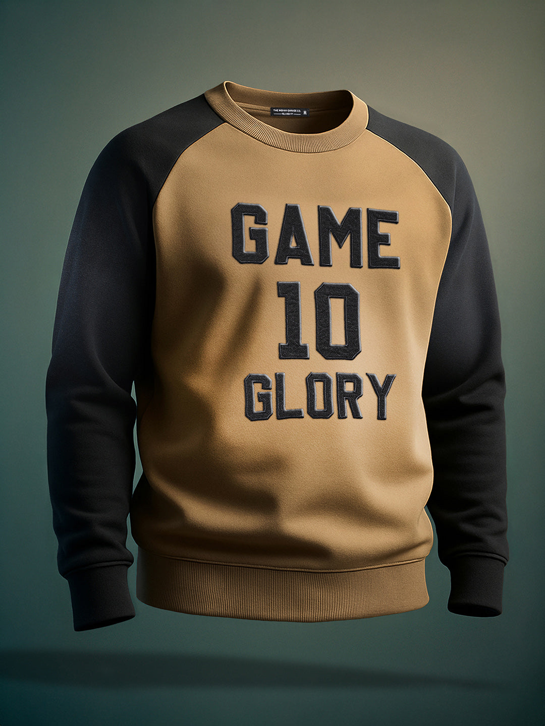 Men's Beige Relaxed Fit Embroided Casual Sweatshirt