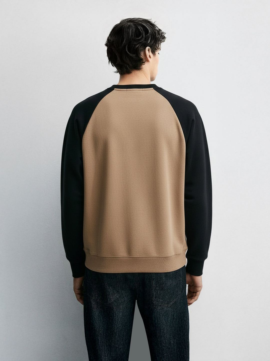 Men's Beige Relaxed Fit Embroided Casual Sweatshirt