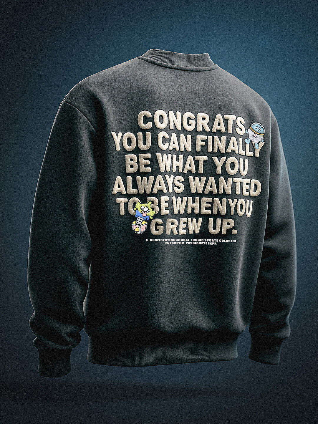 Men's Grey Relaxed Fit Graphic Printed Casual Sweatshirt