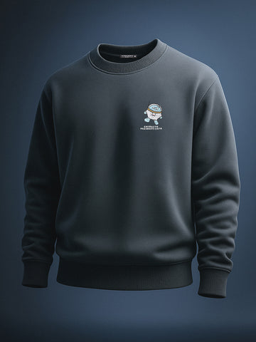 Men's Grey Relaxed Fit Graphic Printed Casual Sweatshirt