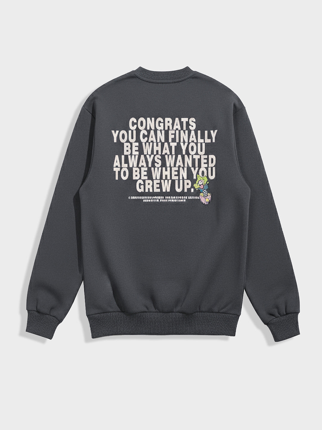 Men's Grey Relaxed Fit Graphic Printed Casual Sweatshirt