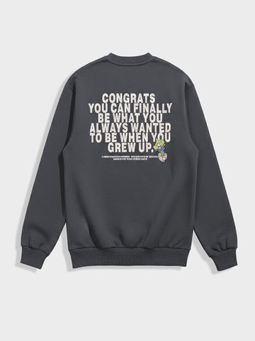 Men's Grey Relaxed Fit Graphic Printed Casual Sweatshirt