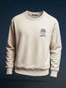 Men's Cream Relaxed Fit Graphic Printed Casual Sweatshirt