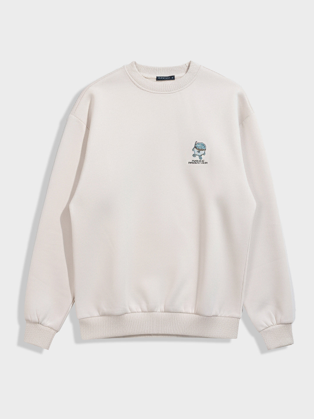 Men's Cream Relaxed Fit Graphic Printed Casual Sweatshirt