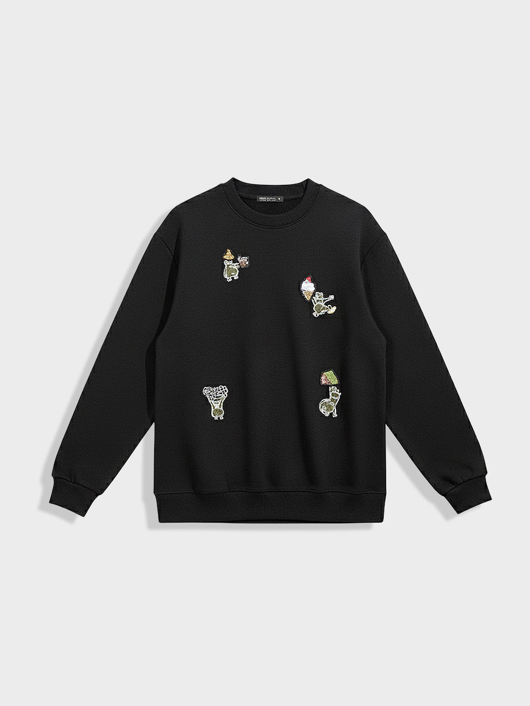 Men's Black Relaxed Fit Embroided Casual Sweatshirt