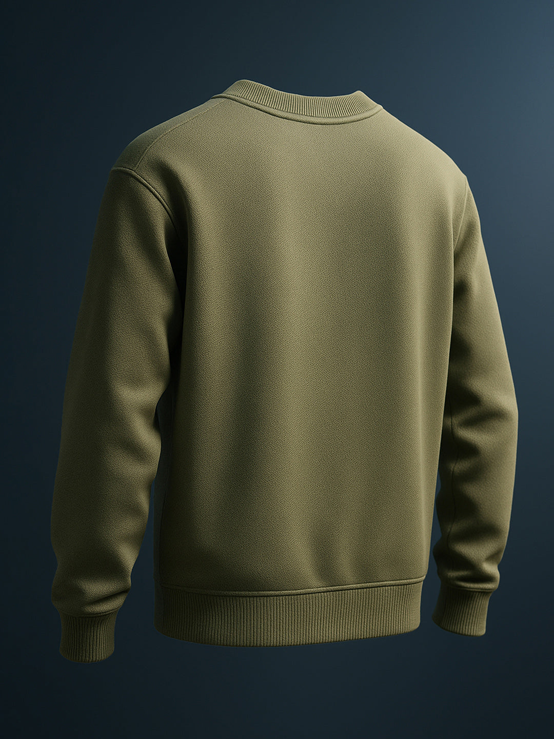 Men's Olive Relaxed Fit Embroided Casual Sweatshirt