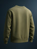 Men's Olive Relaxed Fit Embroided Casual Sweatshirt