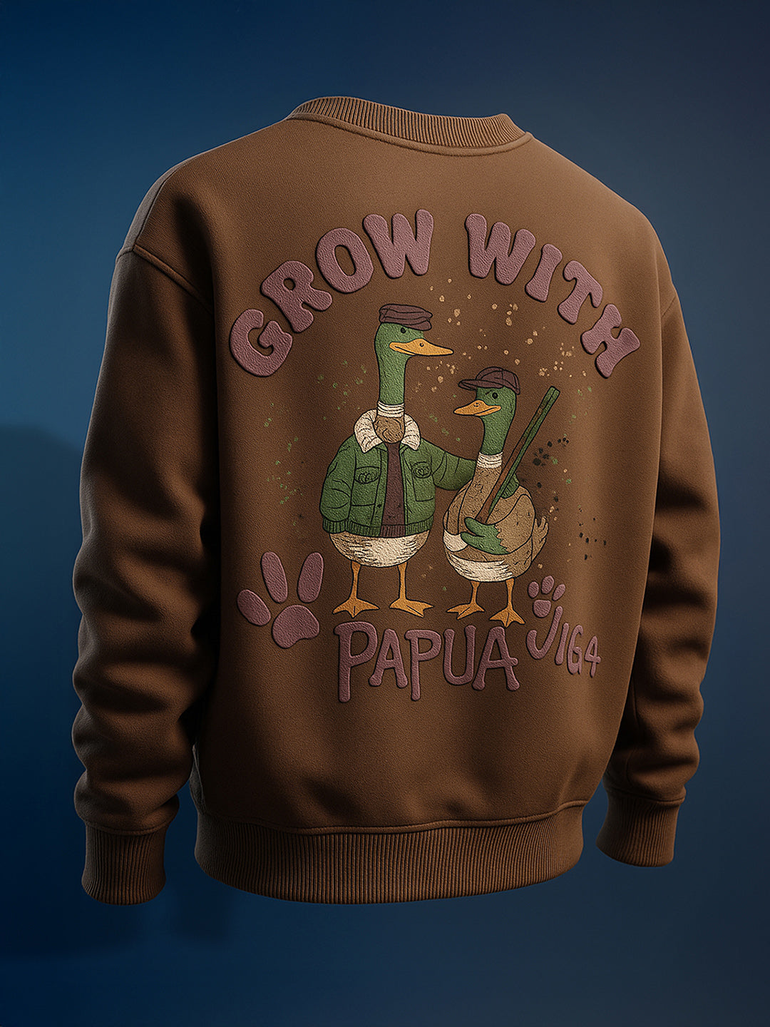 Men's Brown Relaxed Fit Graphic Printed Casual Sweatshirt