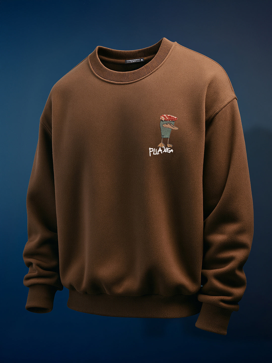 Men's Brown Relaxed Fit Graphic Printed Casual Sweatshirt