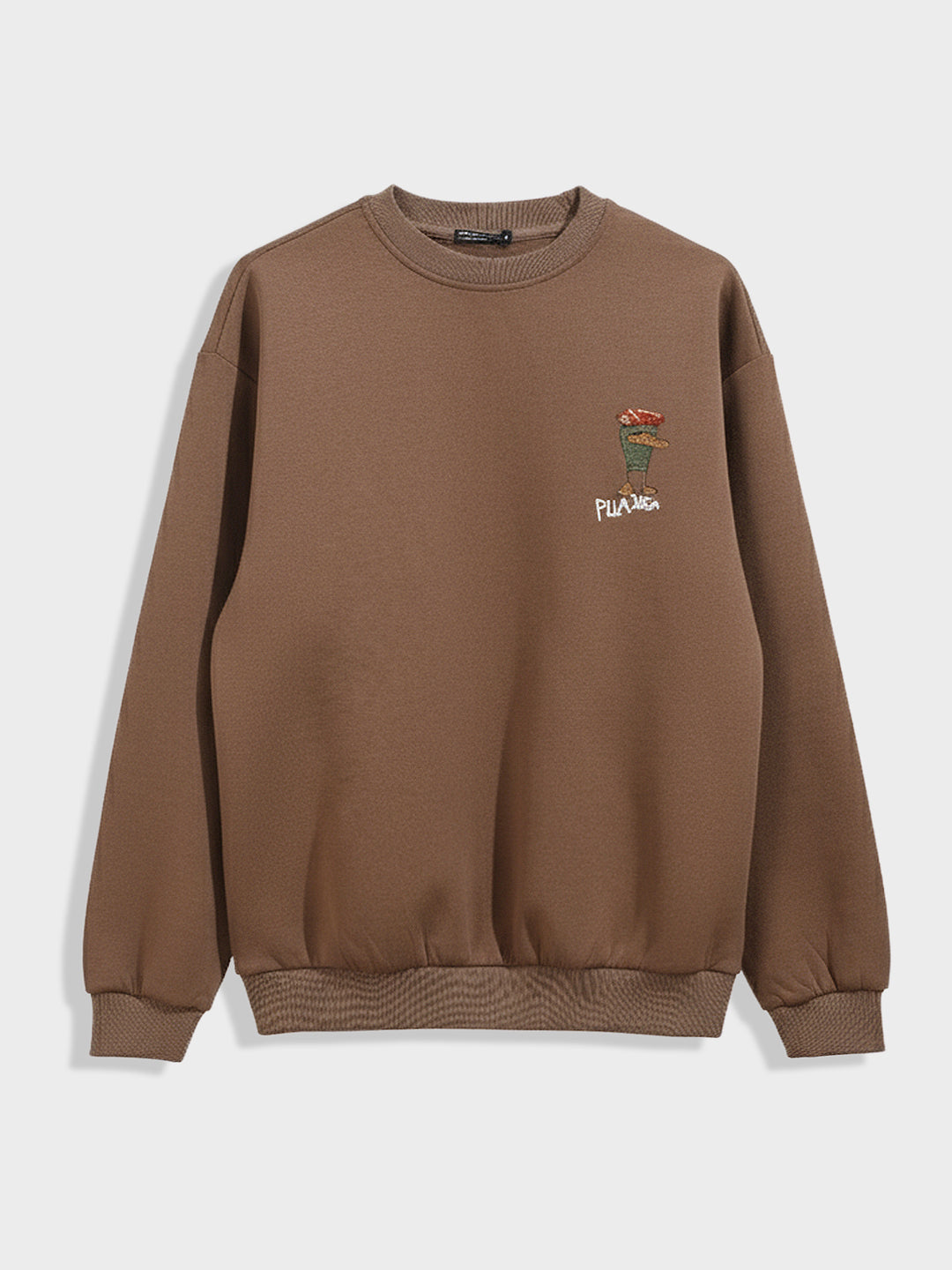 Men's Brown Relaxed Fit Graphic Printed Casual Sweatshirt