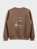 Men's Brown Relaxed Fit Graphic Printed Casual Sweatshirt