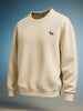 Men's Beige Relaxed Fit Embroided Casual Sweatshirt