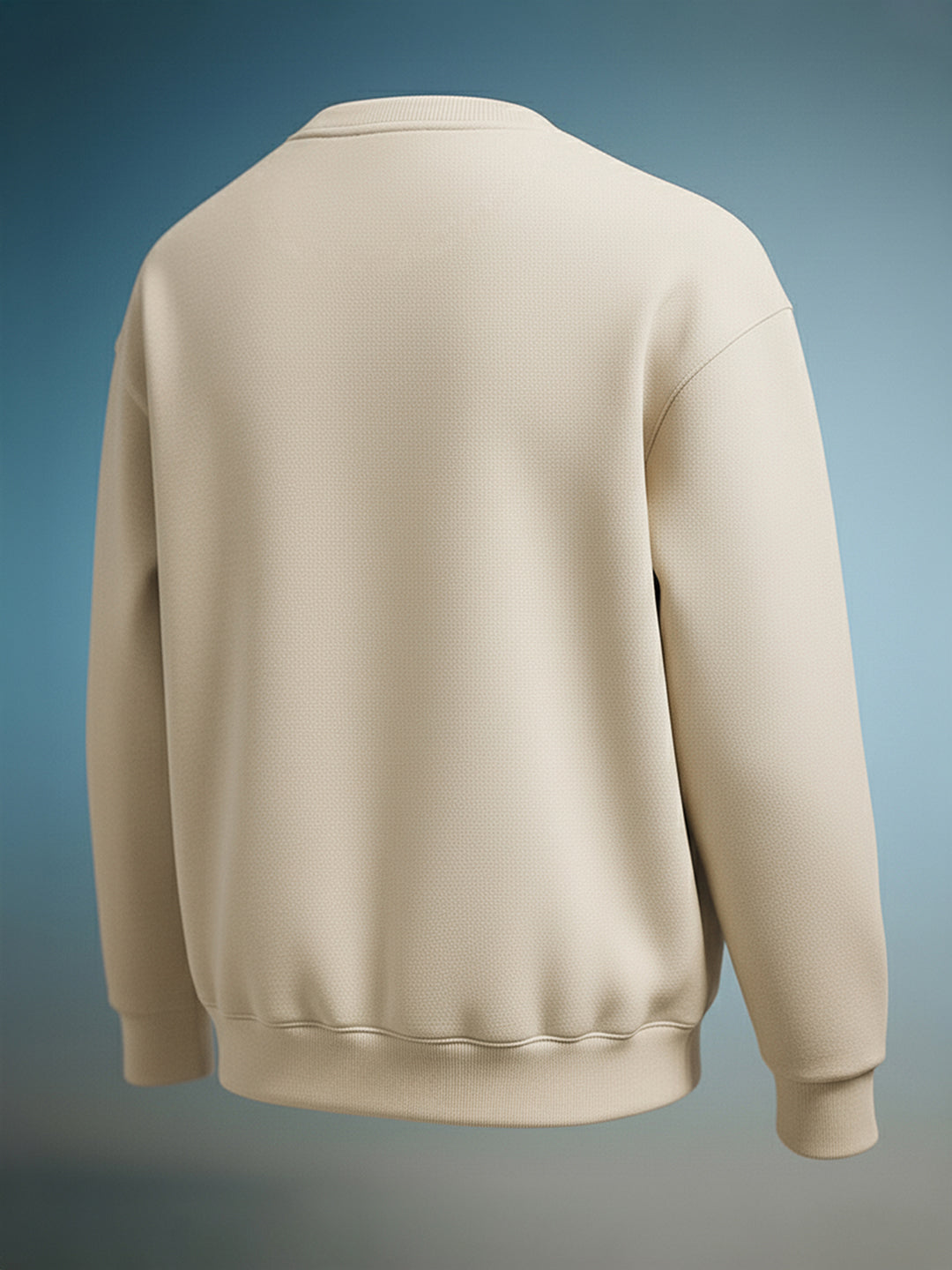 Men's Beige Relaxed Fit Embroided Casual Sweatshirt