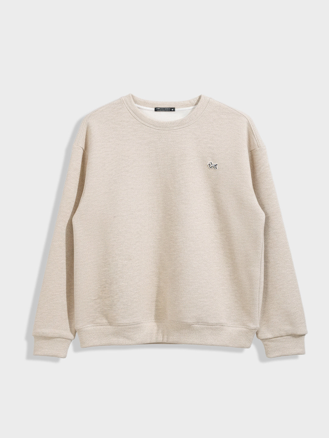 Men's Beige Relaxed Fit Embroided Casual Sweatshirt