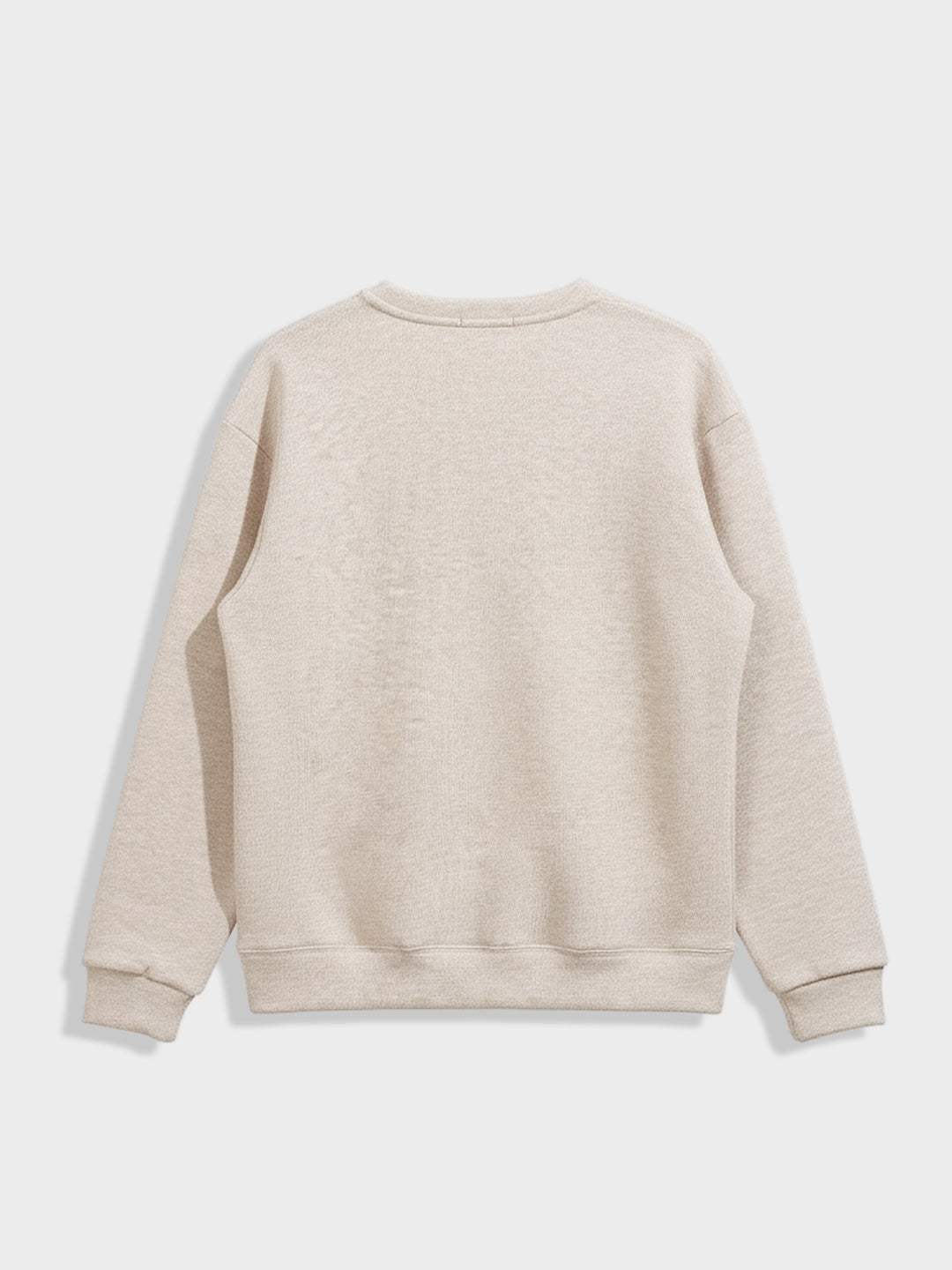 Men's Beige Relaxed Fit Embroided Casual Sweatshirt