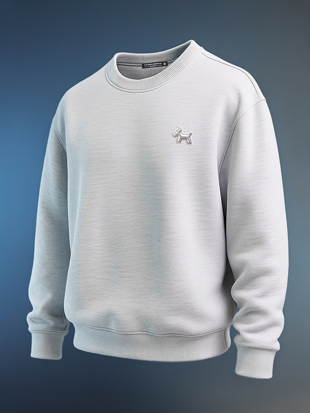 Men's Grey Relaxed Fit Embroided Casual Sweatshirt