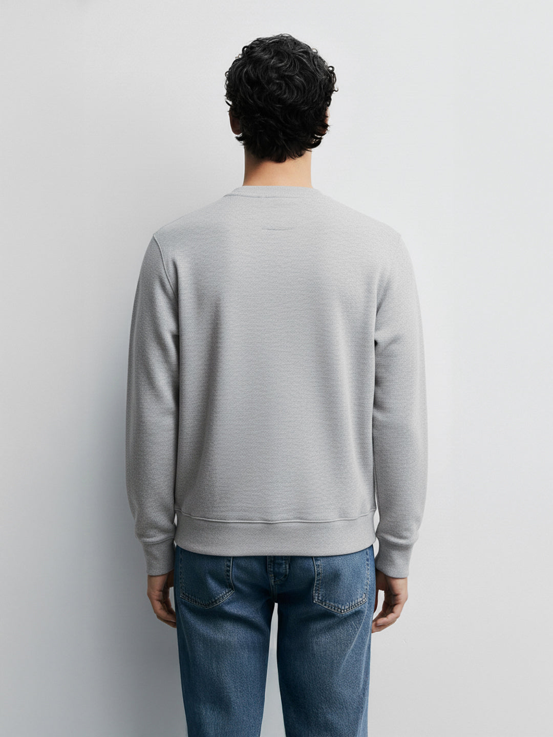 Men's Grey Relaxed Fit Embroided Casual Sweatshirt