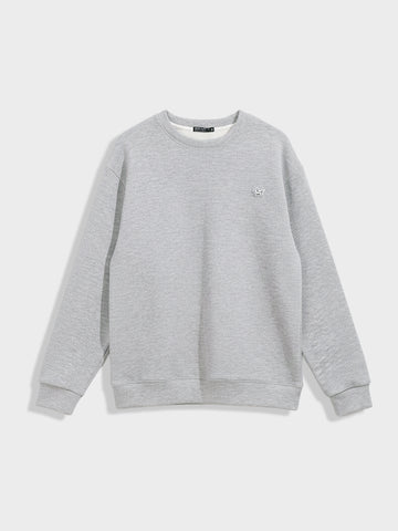 Men's Grey Relaxed Fit Embroided Casual Sweatshirt