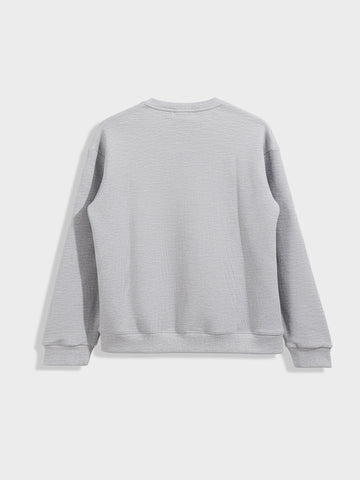 Men's Grey Relaxed Fit Embroided Casual Sweatshirt