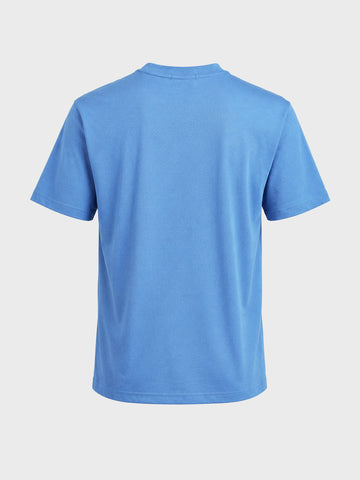Men's Blue Relaxed Fit Graphic Printed Casual T-Shirt