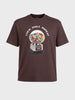 Men's Brown Relaxed Fit Printed Casual T-Shirt